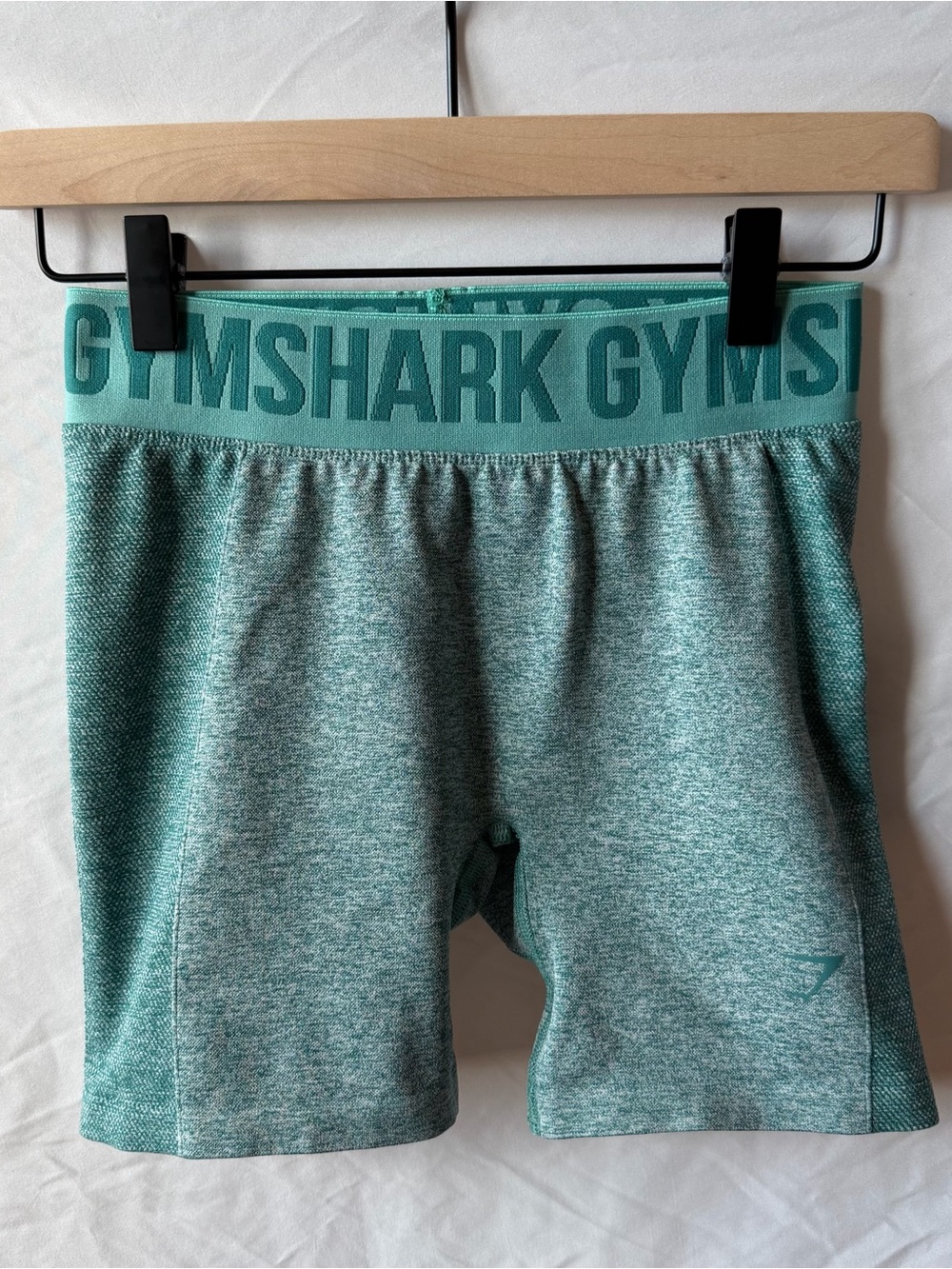 Gymshark Flex High-Rise Shorts – Jewel Green / White Marl / Cornflower Blue | S
